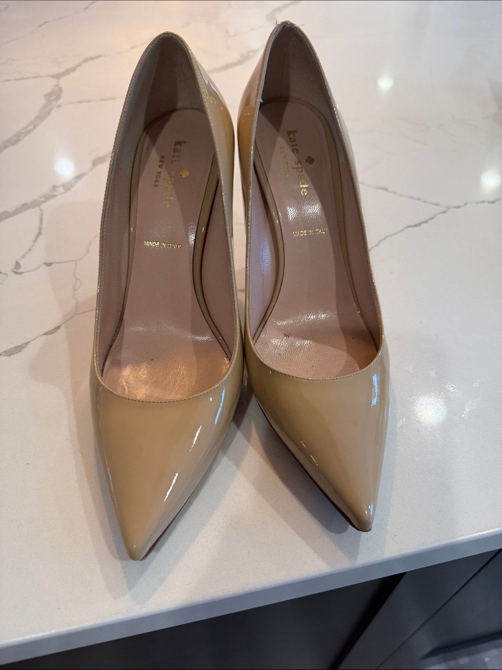 kate spade Beige Patent Pointed-Toe Pumps